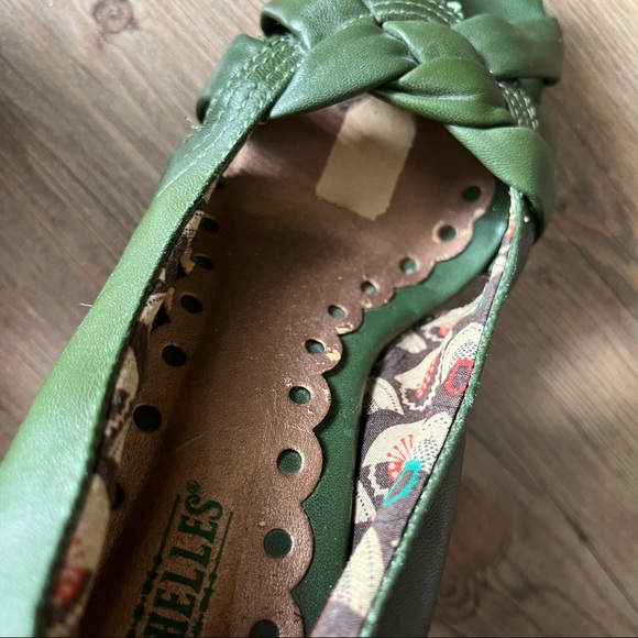 Seychelles Green Brown Wedge Heel Shoe Peep Toe Size 8 - Picture 4 of 13